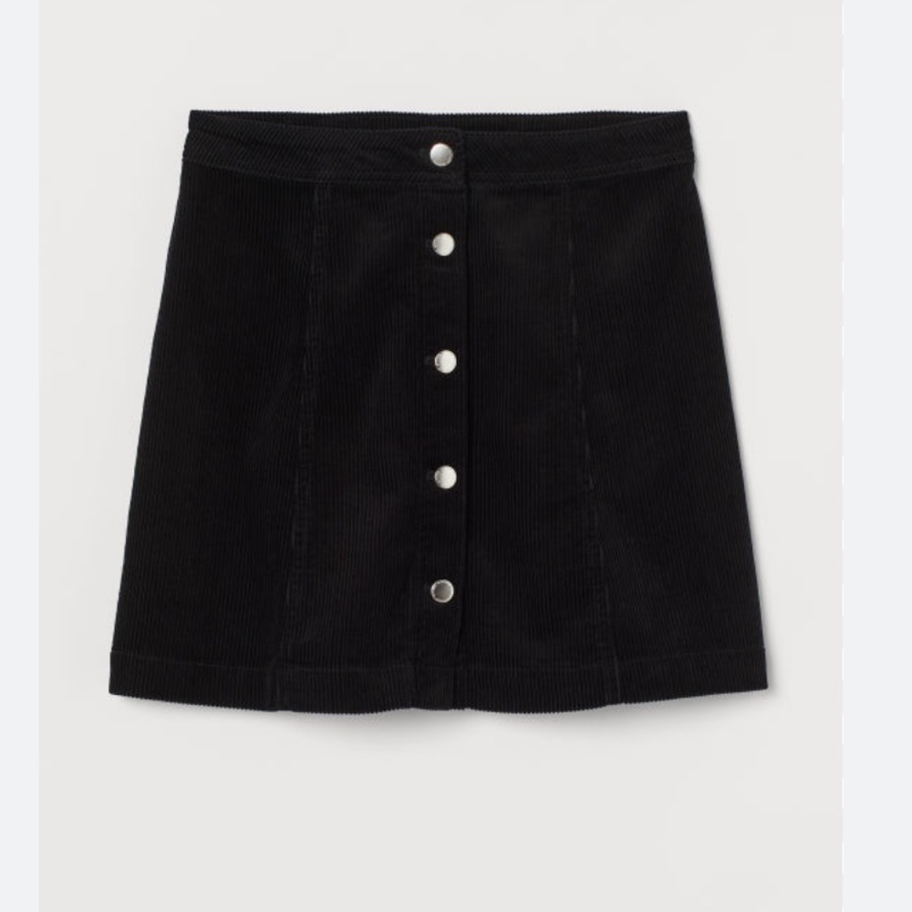 H&M divided‎ button down black jean mini skirt